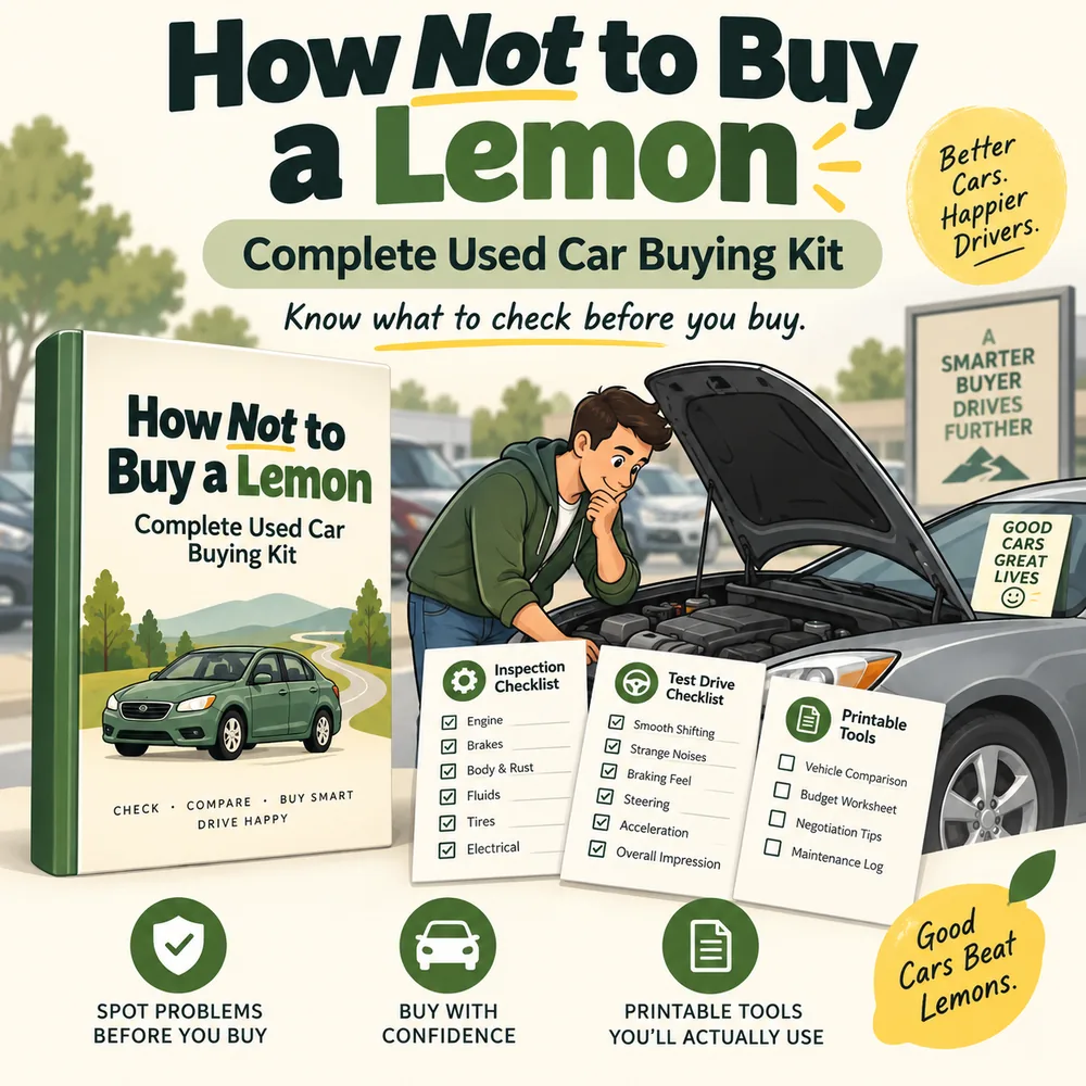 How Not to Buy a Lemon Complete Used Car Buying Kit with printable inspection and test-drive tools